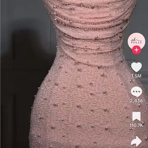 Oh Polly Strapless Pink Beaded Dress